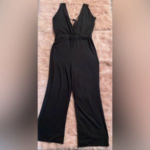 Black Neck Wide Leg Jumpsuit